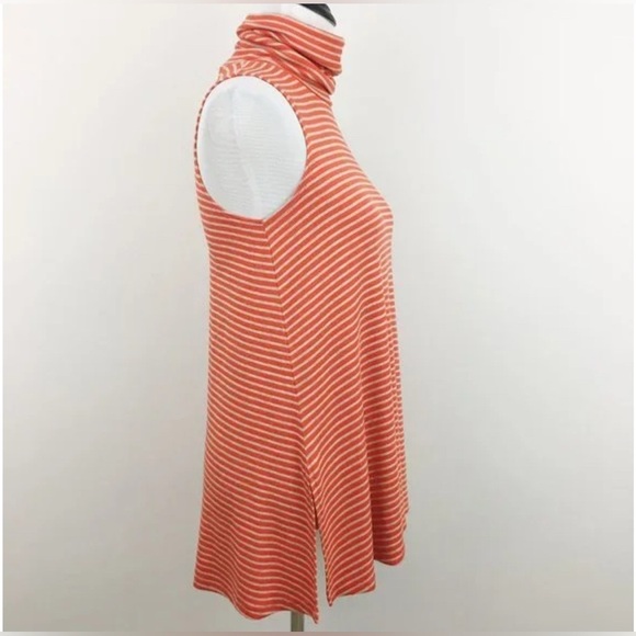 Puella Orange Striped Turtleneck Swing Top Sleeveless Tunic S - Picture 4 of 14